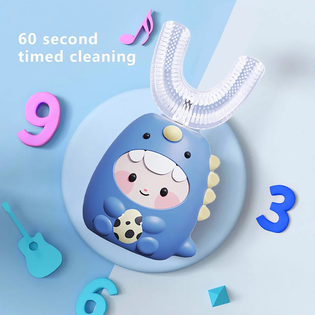 U Shaped Toothbrush with Dragon Design - detail view