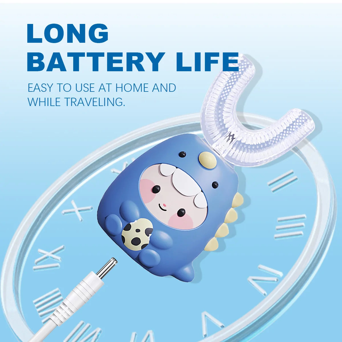 U Shaped Toothbrush with Dragon Design - material close-up