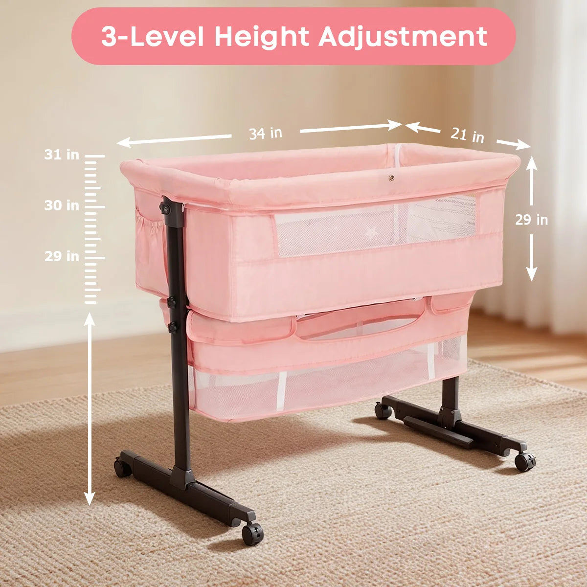 Baby Bassinet Bedside Crib Foldable Bedside Bassinet