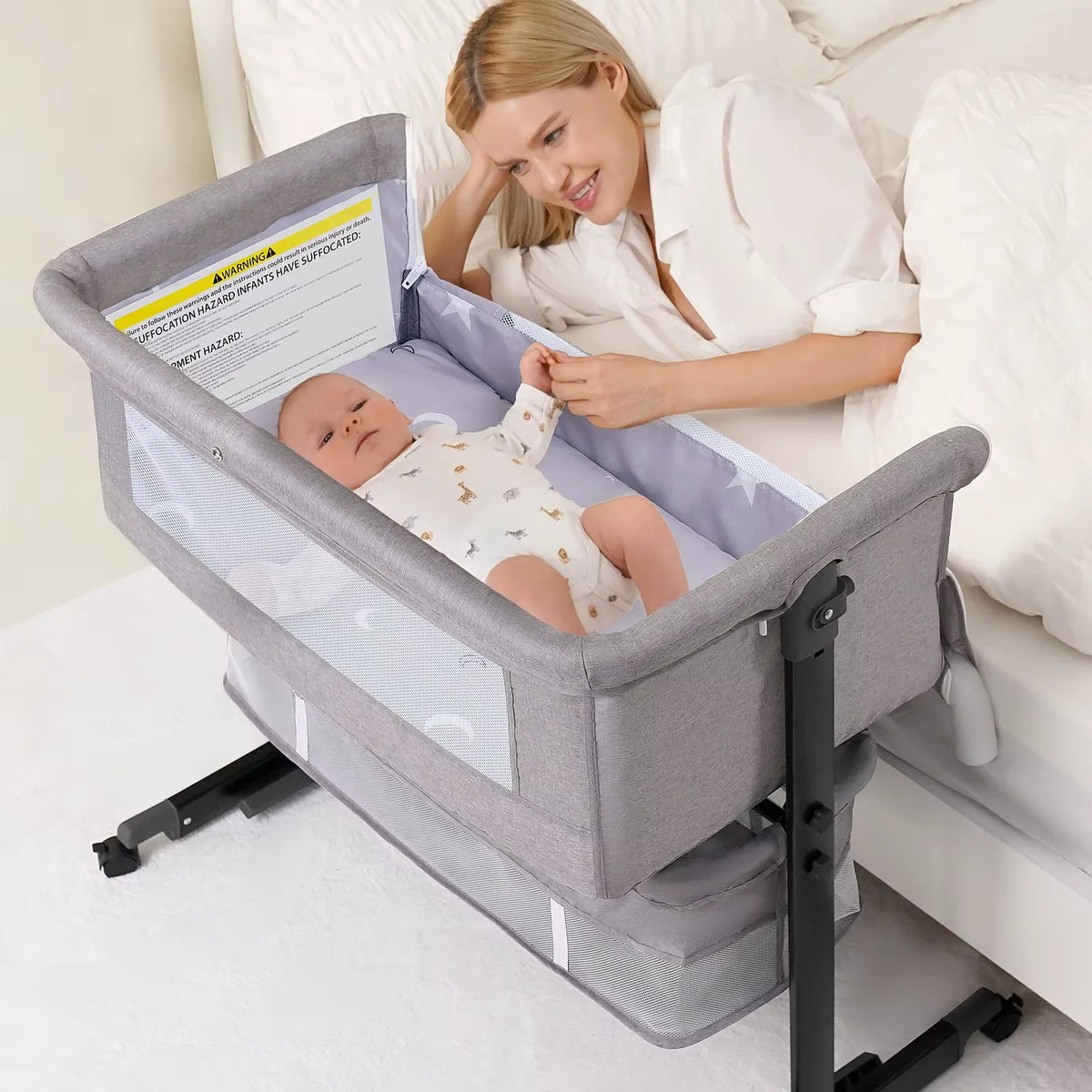 Baby Bassinet Bedside Crib Foldable Bedside Bassinet
