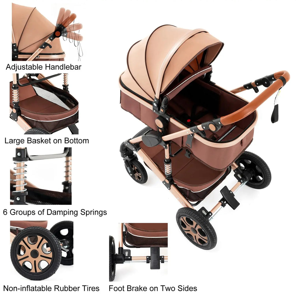 Baby Stroller Combo Car Seat Infant Pushchair Carry Cot - feature close-up