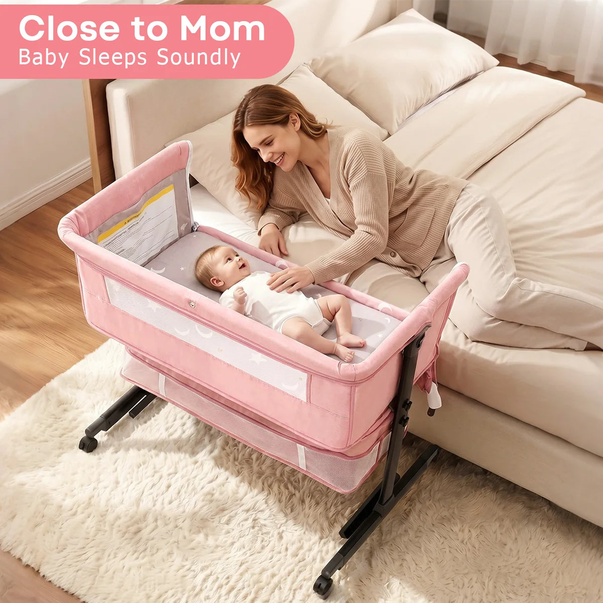 Baby Bassinet Bedside Crib Foldable Bedside Bassinet - set overview