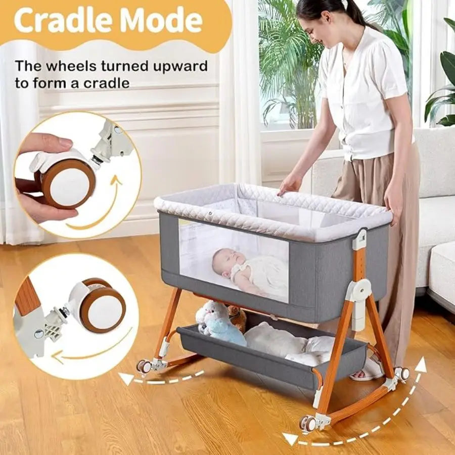 Baby Bassinet Portable Bedside Bassinet Baby 3 1 - side angle