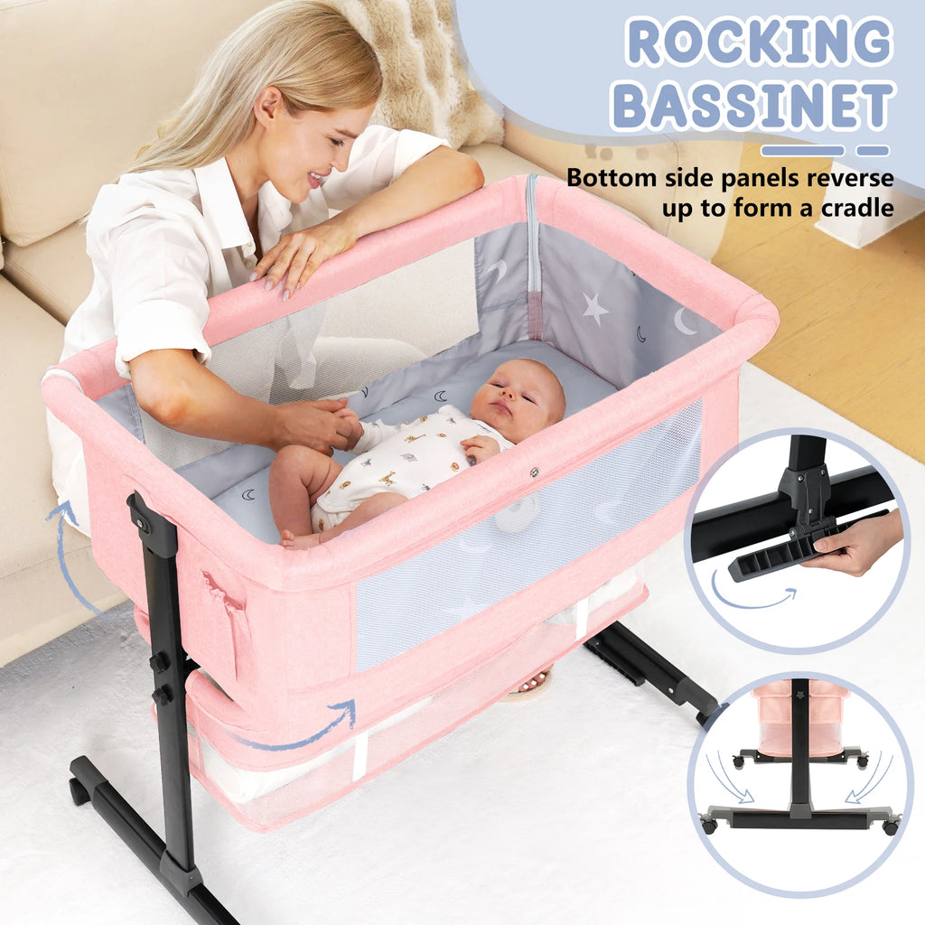 Kmaier Foldable Portable Baby Bassinet Bedside Crib - size reference