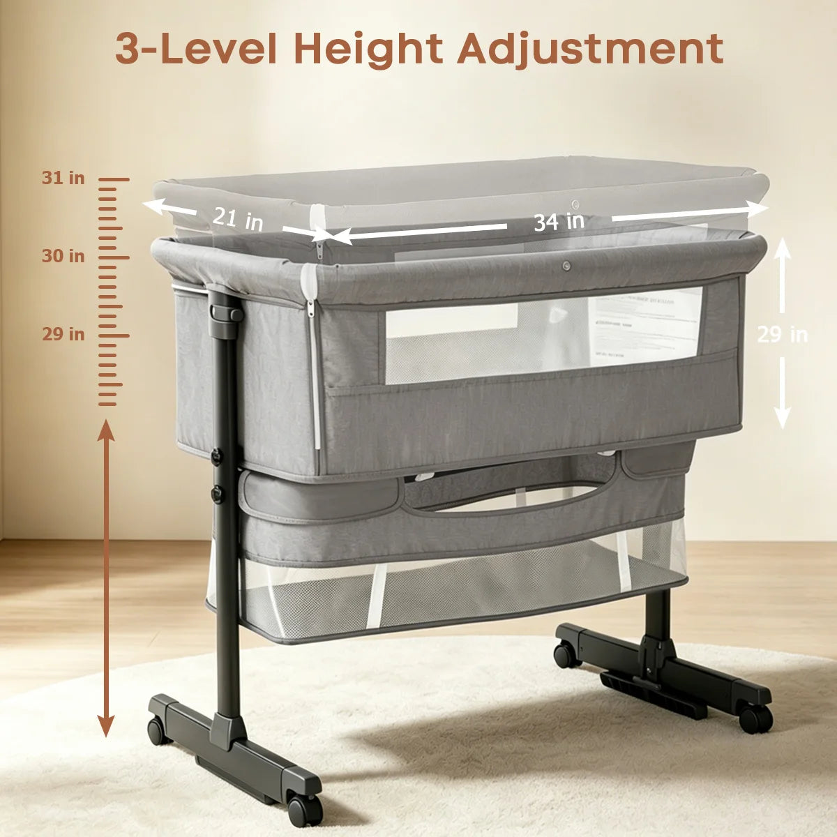 Baby Bassinet Bedside Crib Foldable Bedside Bassinet - top-down view