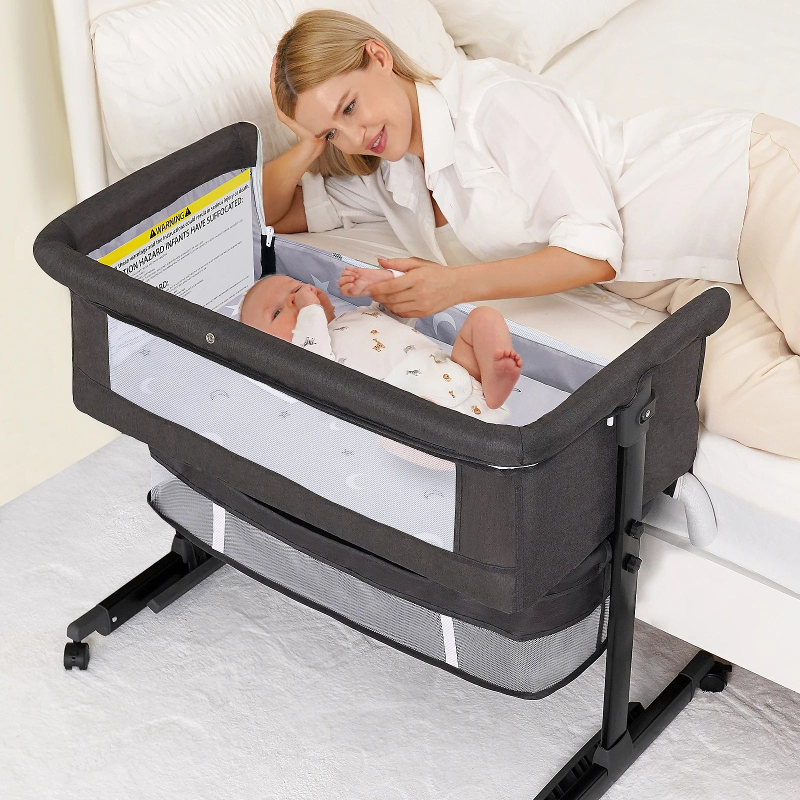 Kmaier Foldable Portable Baby Bassinet Bedside Crib - material close-up