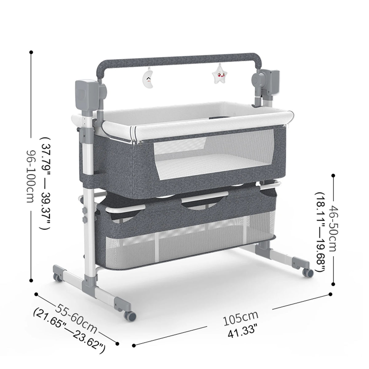 Baby Rocking Bassinet Portable Newborn Cradle Bedside - detail view