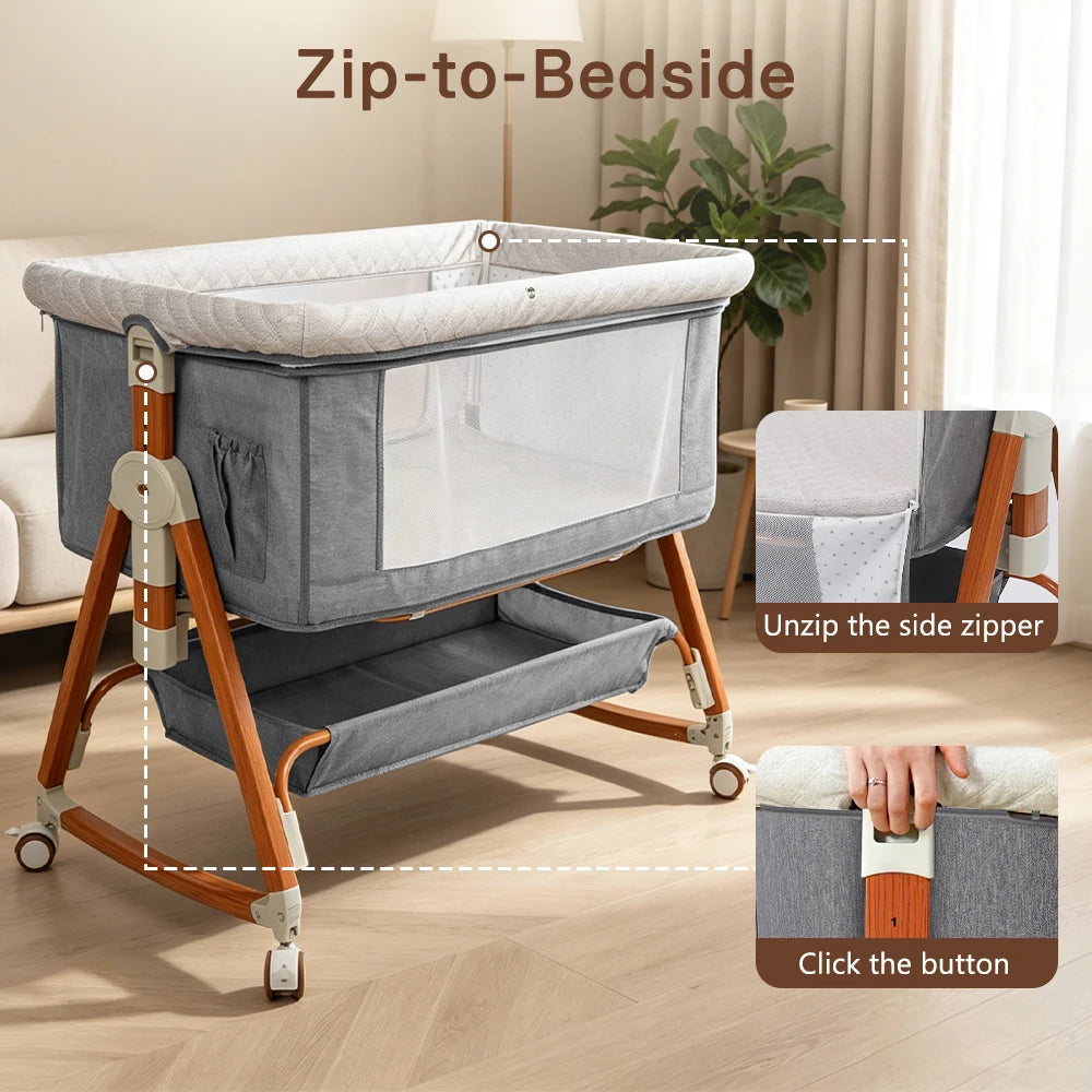 Baby Bassinet Foldable Height Adjustable Cradle Bed - feature close-up