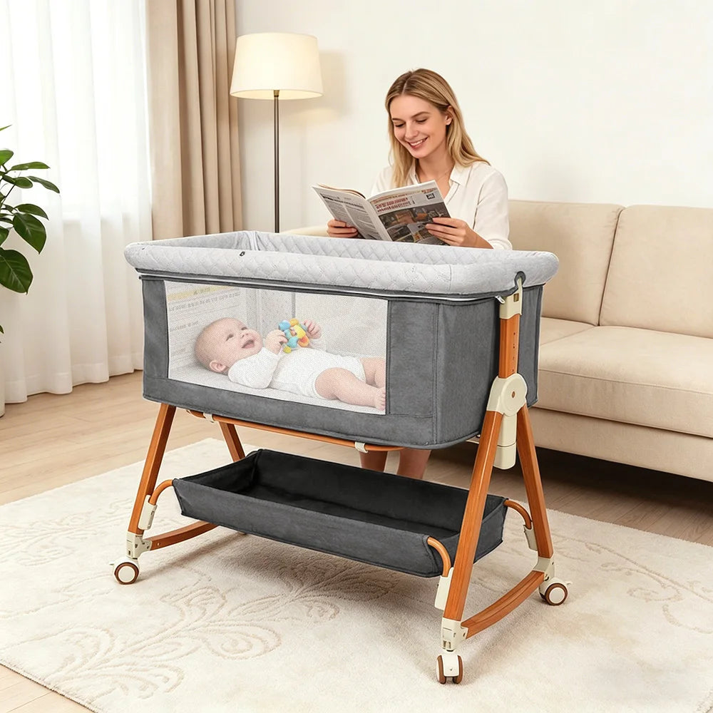 Baby Bassinet Foldable Height Adjustable Cradle Bed - set overview