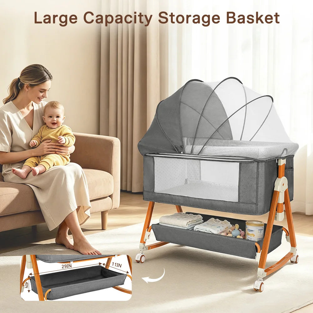 Baby Bassinet Foldable Height Adjustable Cradle Bed - top-down view