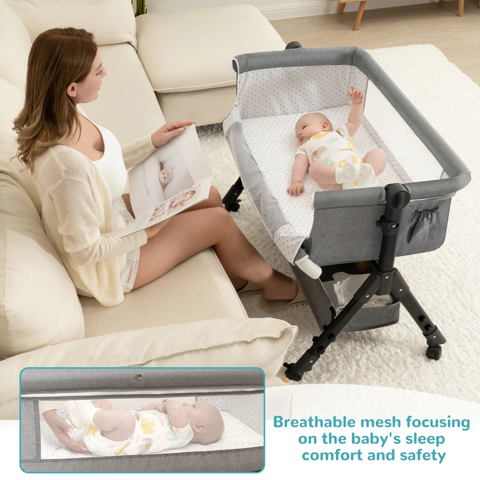 3 in 1 Baby Bassinet Bedside Sleeper - packaging view