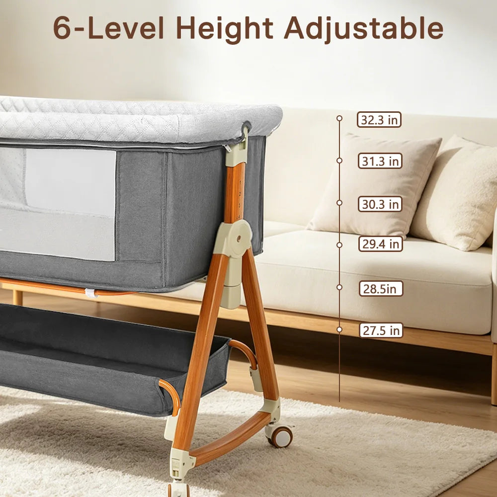 Baby Bassinet Foldable Height Adjustable Cradle Bed
