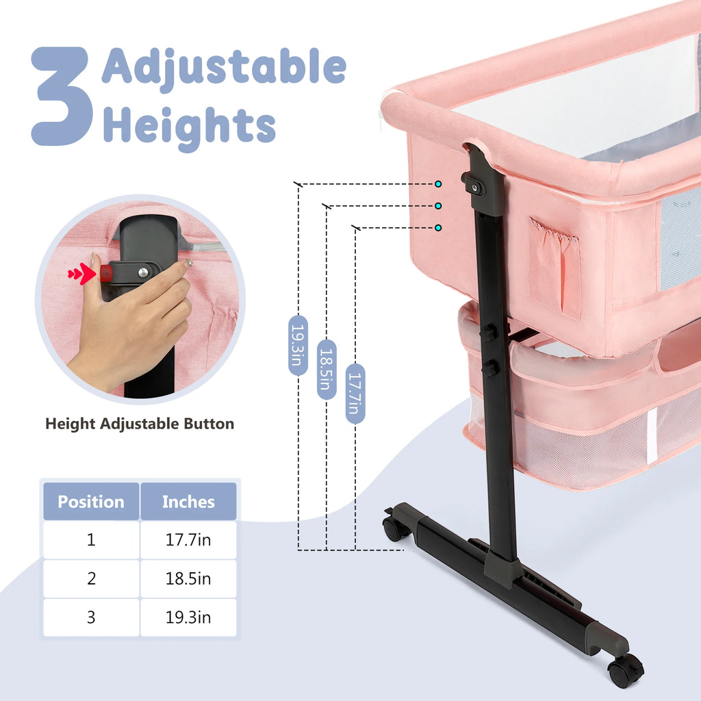 Kmaier Foldable Portable Baby Bassinet Bedside Crib - lifestyle in-use