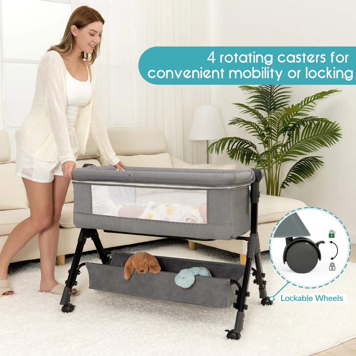 3 in 1 Baby Bassinet Bedside Sleeper - detail view