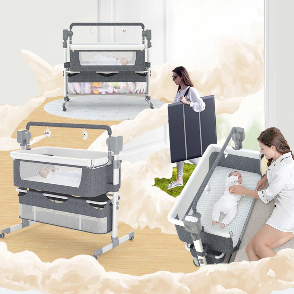 Baby Rocking Bassinet Portable Newborn Cradle Bedside - front view
