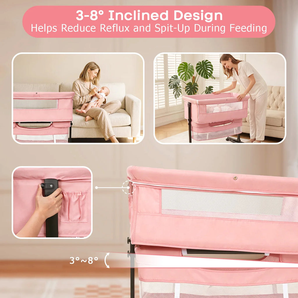 Baby Bassinet Bedside Crib Foldable Bedside Bassinet