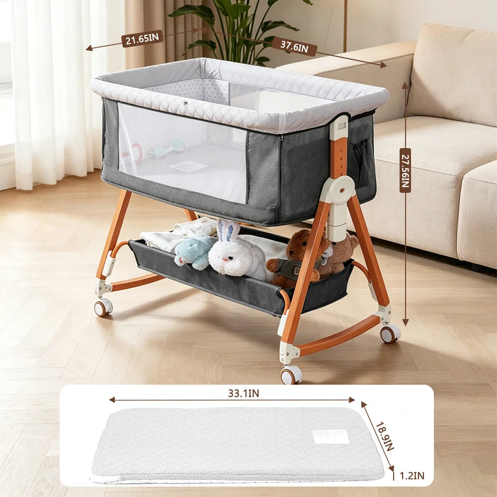 Baby Bassinet Foldable Height Adjustable Cradle Bed