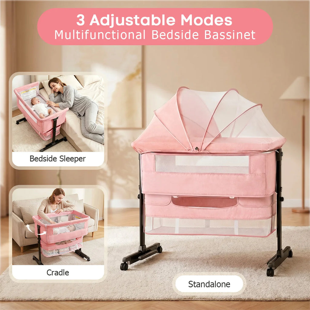Baby Bassinet Bedside Crib Foldable Bedside Bassinet