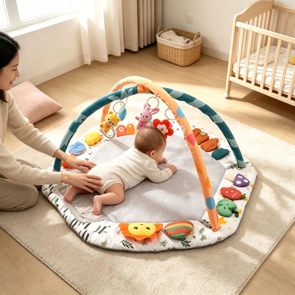 Baby Play Gym Mat 6 Development Zones Tummy Time - front view
