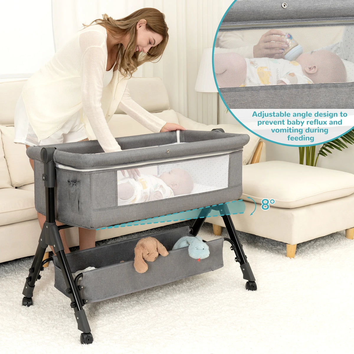 3 in 1 Baby Bassinet Bedside Sleeper - feature close-up