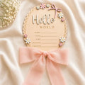 Baby Announcement Hello World Wooden Welcome Baby Sign - front view