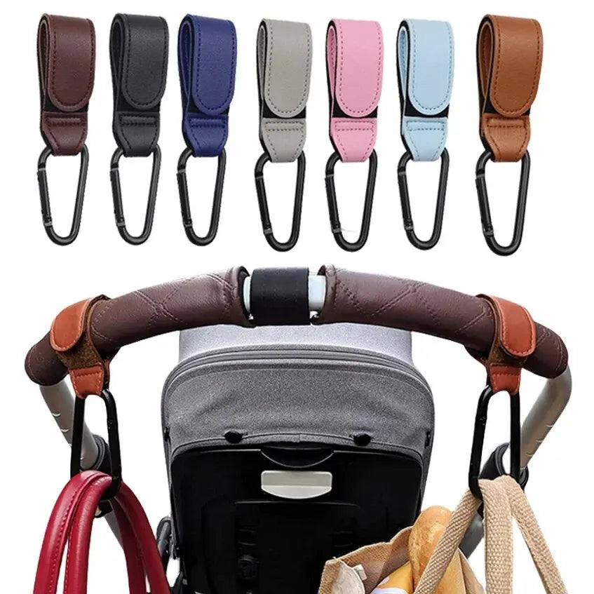 2Pcs Leather Cart Hooks Baby Stroller Hook PU - material close-up