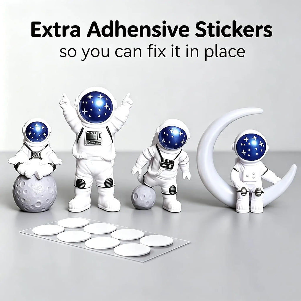 Blue White Astronaut Statues Set of 4 - feature close-up