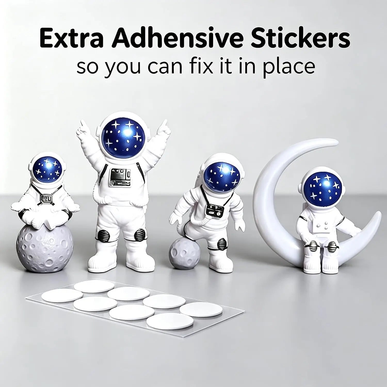 Blue White Astronaut Statues Set of 4 - feature close-up