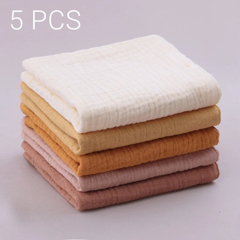 5pcs Set Square Cotton Baby Face Towel Handkerchief - front view