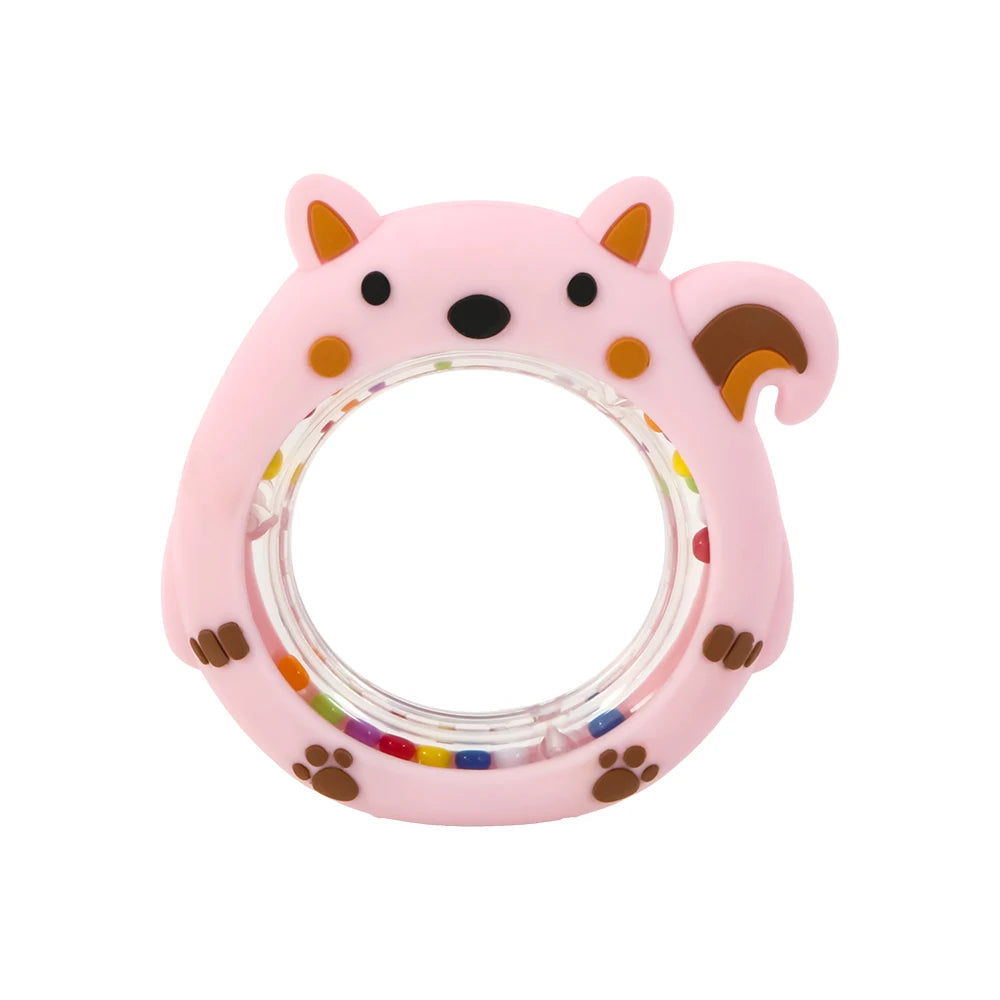 4PCS Cartoon Squirrel Teething Ring Rattle Food Grade - material close-up