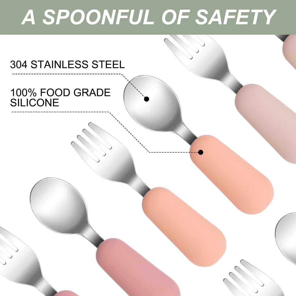Color Kids 2PCS Stainless Steel Fork Spoon Baby Feeding - packaging view