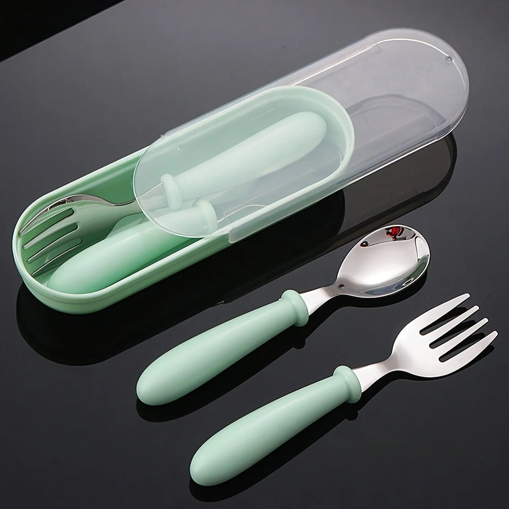 1set(3pcs) 304 Stainless Steel Spoon Fork Set With Box
