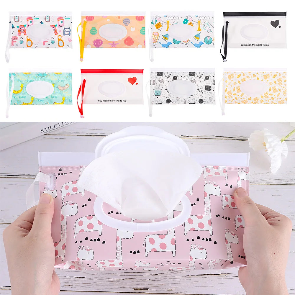 Cute EVA Baby Wet Wipe Pouch Wipes Holder Case Flip - front view