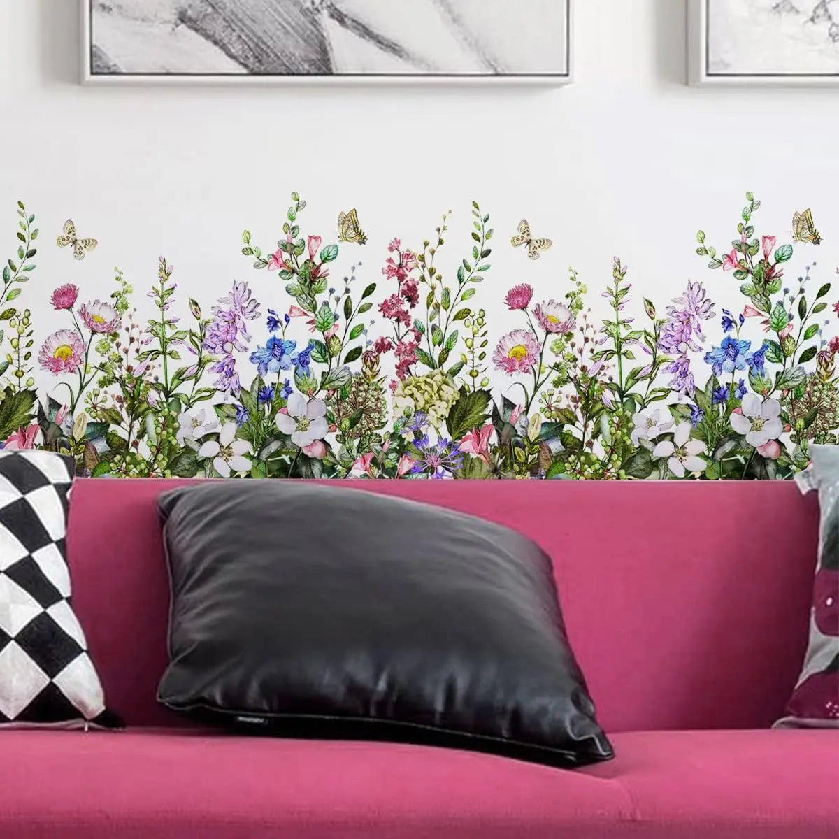 4 Sheets Flower Wall Decals Peel Stick Colorful Floral - size reference