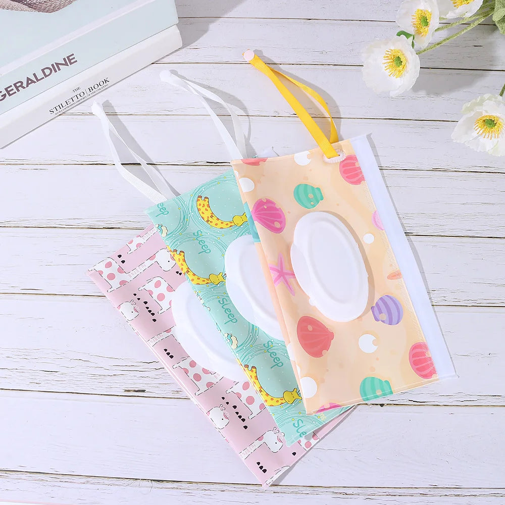 Cute EVA Baby Wet Wipe Pouch Wipes Holder Case Flip - lifestyle in-use