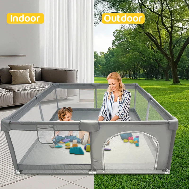IMBABY Baby Playpen Gray Baby Activity Fence Large Baby - material close-up