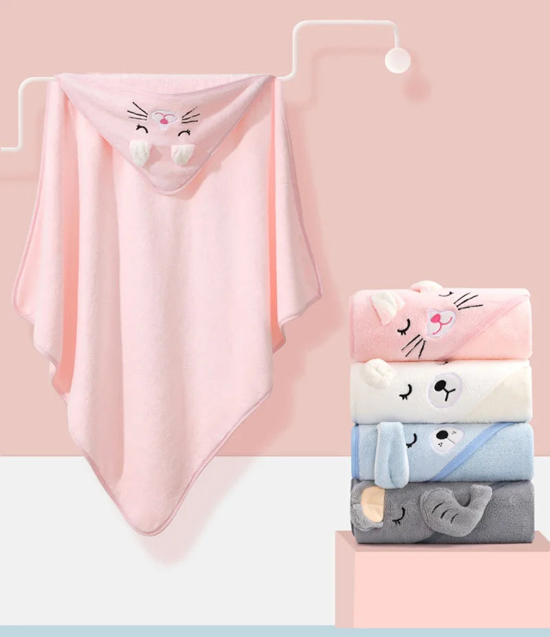 Cartoon Baby Bath Towels Soft Newborn Hooded Towel - material close-up