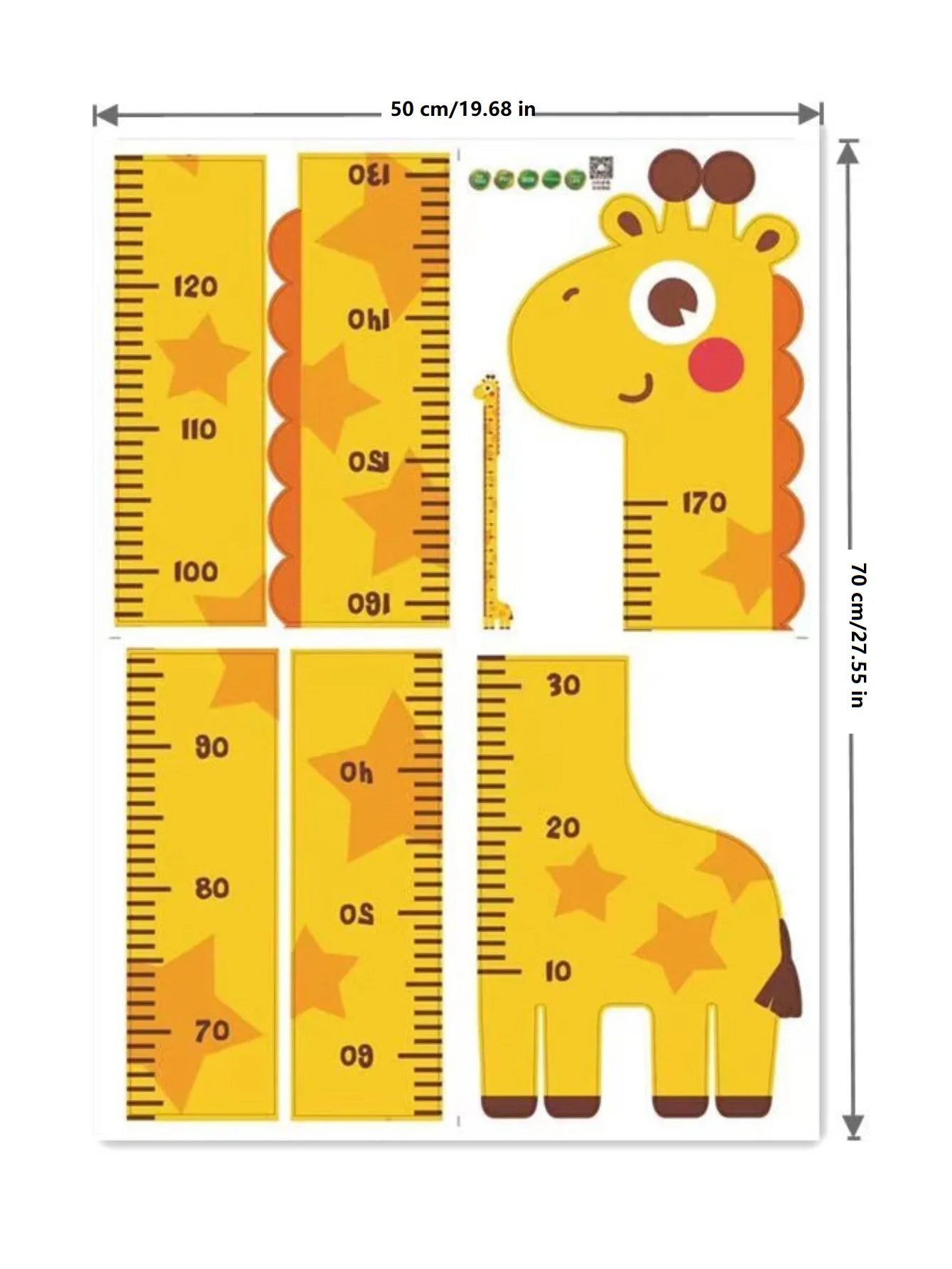 Cute Cartoon Height Sticker Unicorn Dinosaur Giraffe - feature close-up