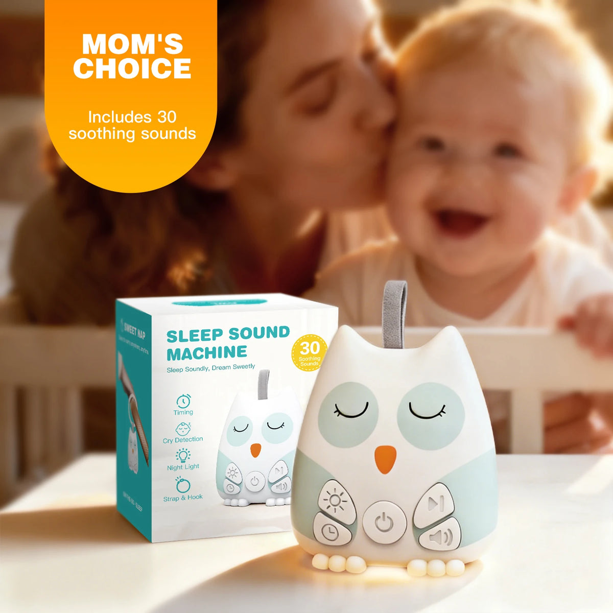Portable White Noise Sound Machine Baby 30 Soothing - front view