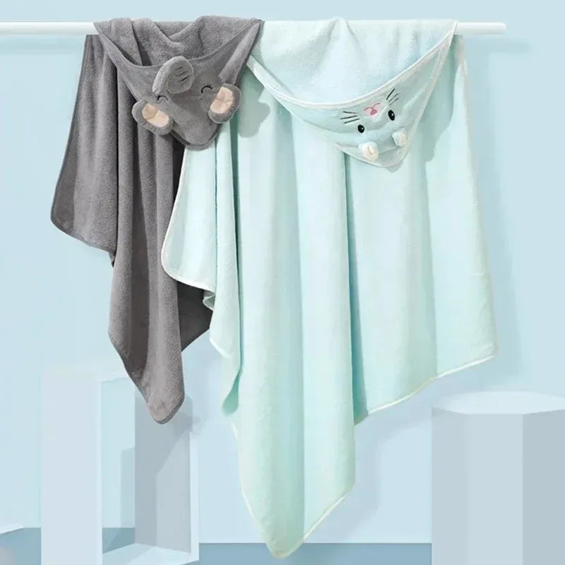 80 80cm Cartoon Baby Bath Towel Body Hooded Polyester - top-down view