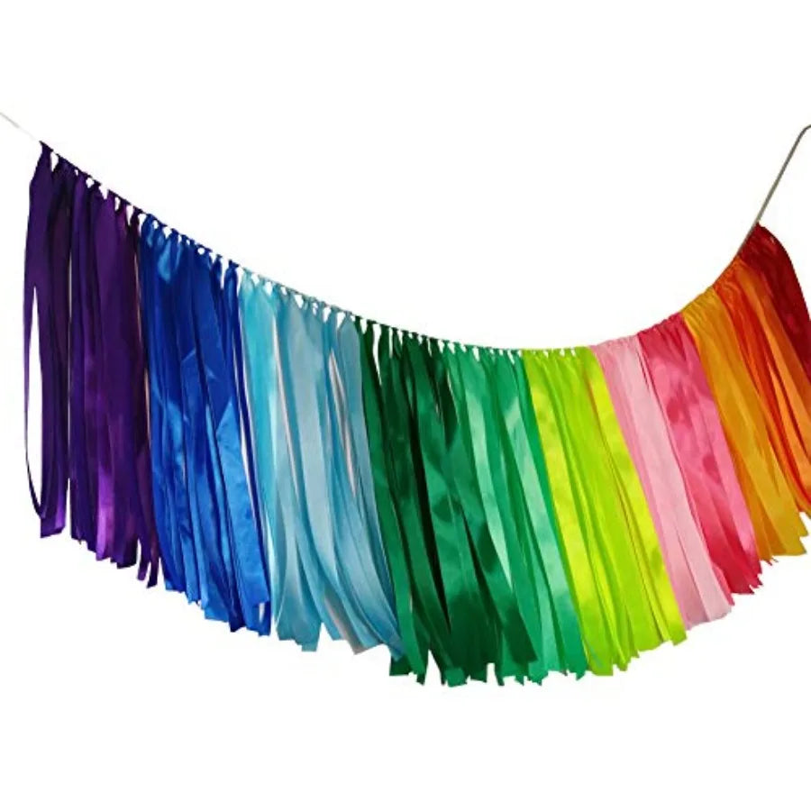 Pastel Rainbow Ribbon Garland 40 inches for Baby Shower - lifestyle in-use