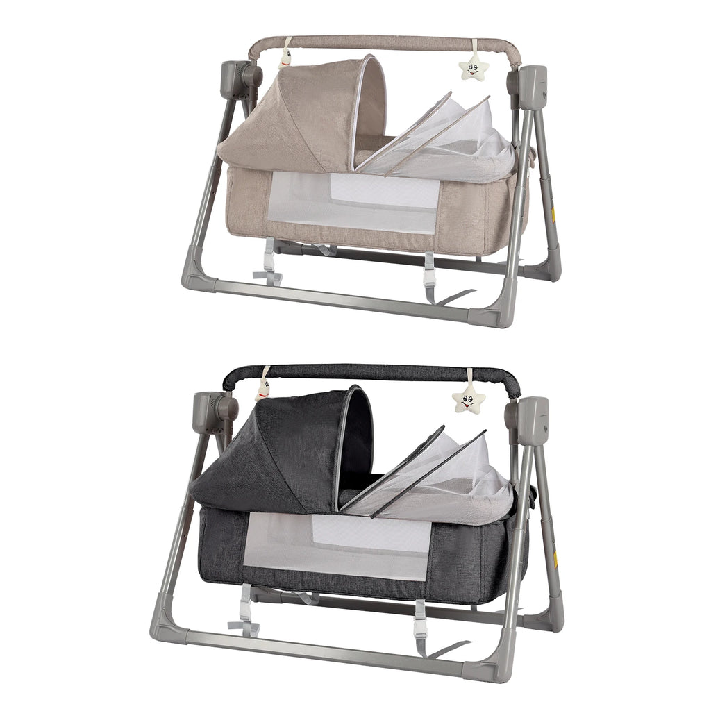 Gray/Khaki Electric Cradle Baby Swing Bed