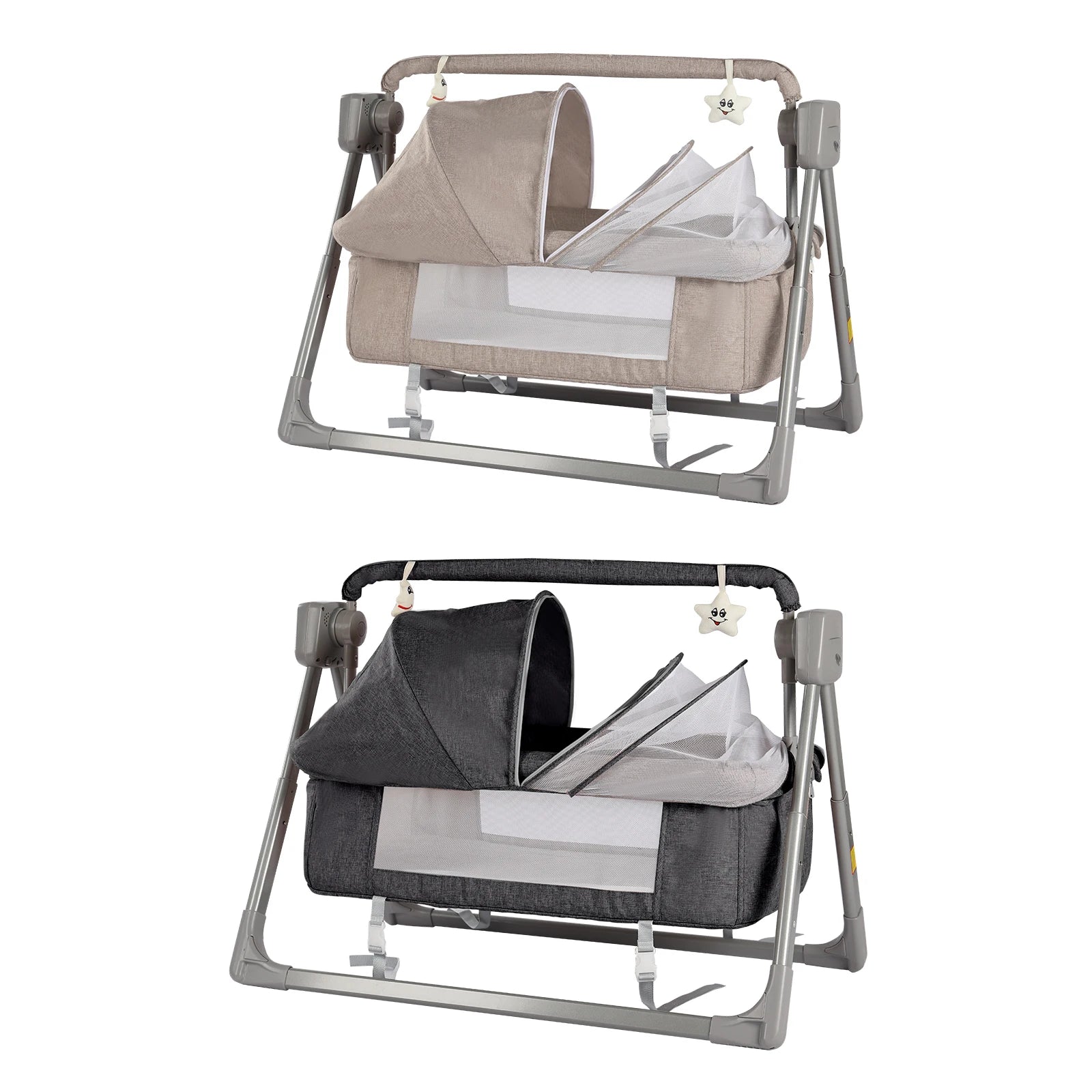 Gray/Khaki Electric Cradle Baby Swing Bed