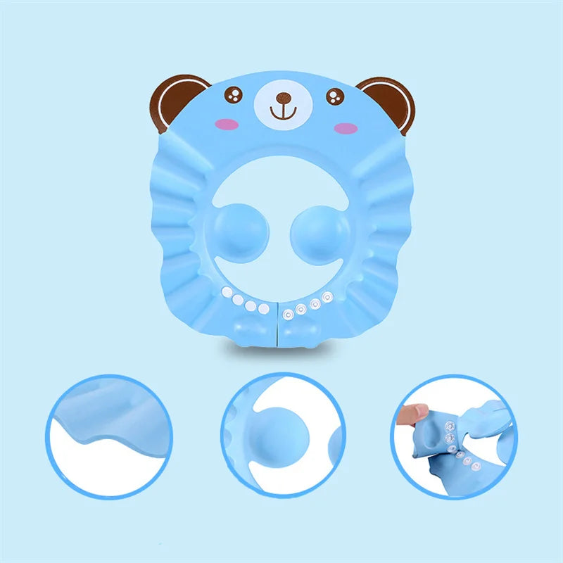 Baby Shower Soft Cap Adjustable Hair Wash Hat Kids Ear