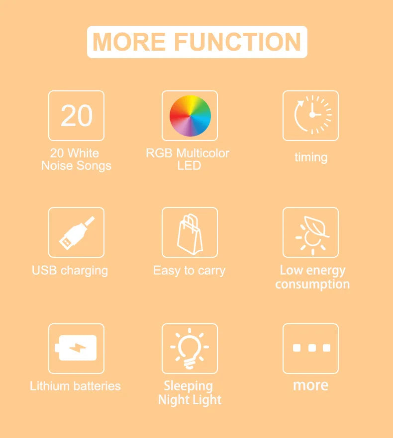 Portable White Noise Machine Sleep Aid LED Breathing