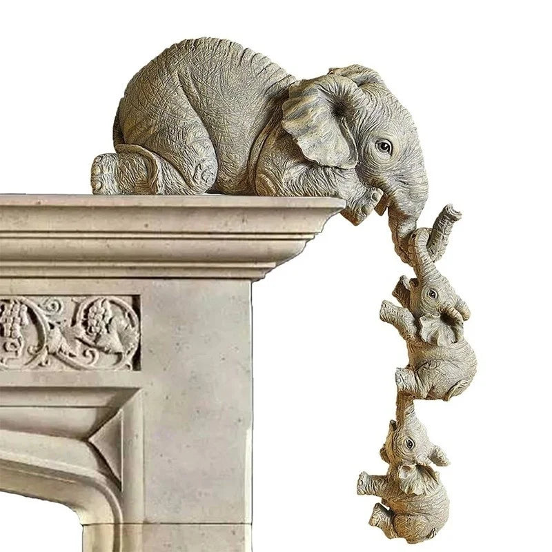 3pcs set Cute Elephant Figurines Elephant Holding Baby - size reference