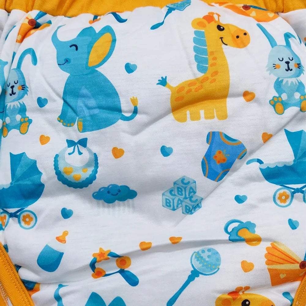 Yellow baby giraffe Waterproof Adult Baby Traning Pants - set overview