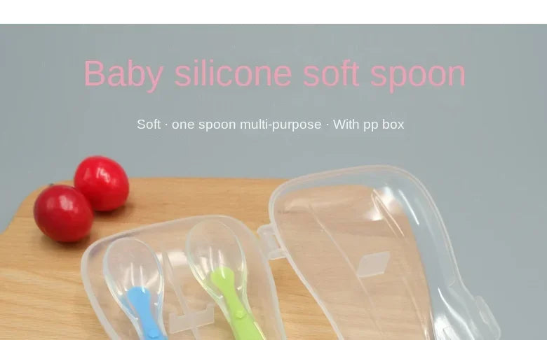 1 2Pcs Silicone Spoon Set Baby Learning eat Training - material close-up