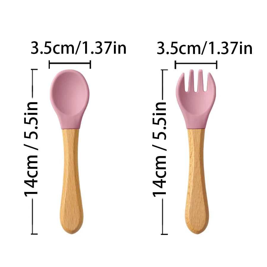 2PCS Baby Learning Spoons Utensils Set Food Grade - packaging view