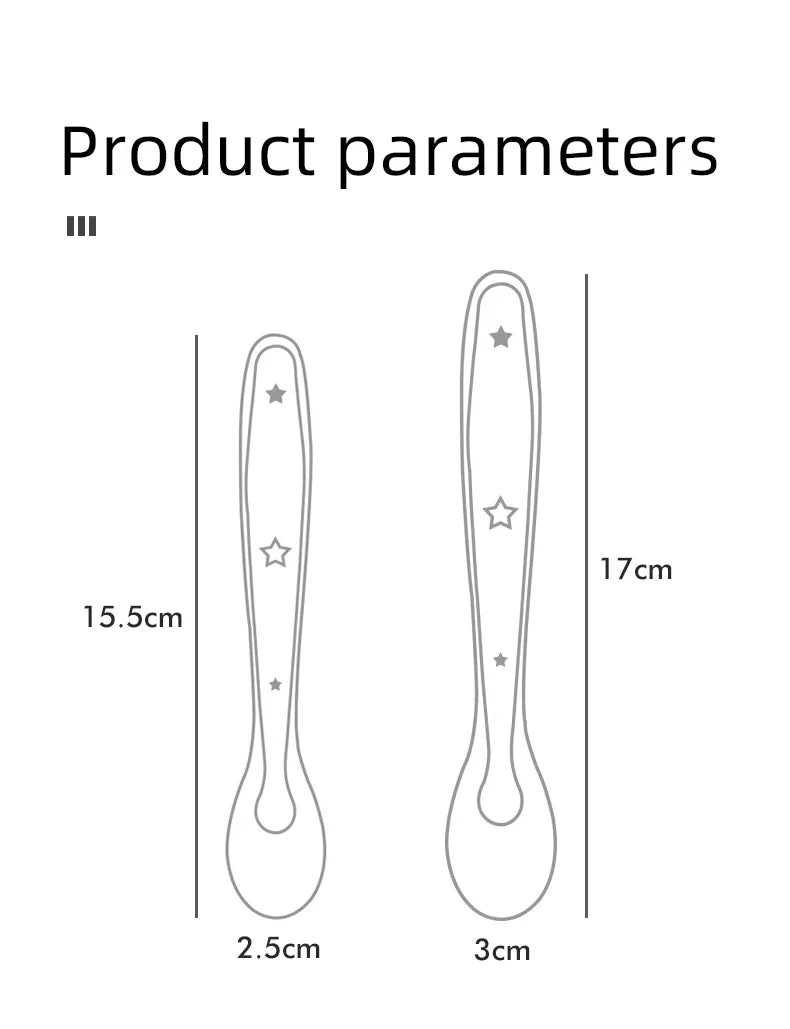 2 Pcs Baby Silicone Spoon Learning Spoon Set Stars